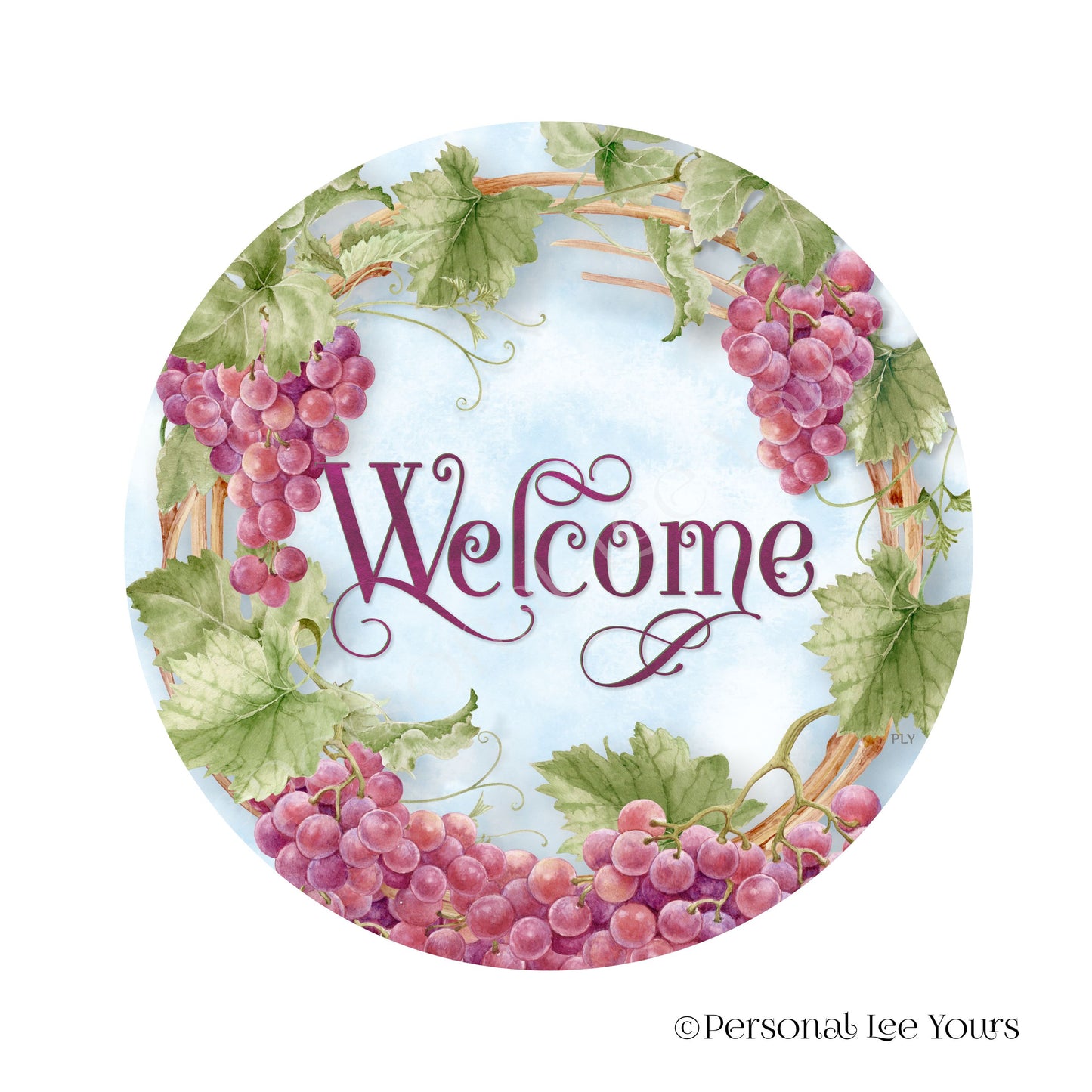 Wreath Sign * Grapevine Welcome * Round * Lightweight Metal