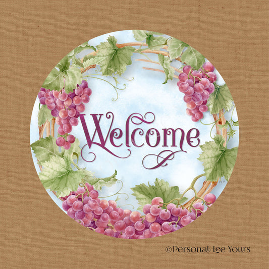 Wreath Sign * Grapevine Welcome * Round * Lightweight Metal