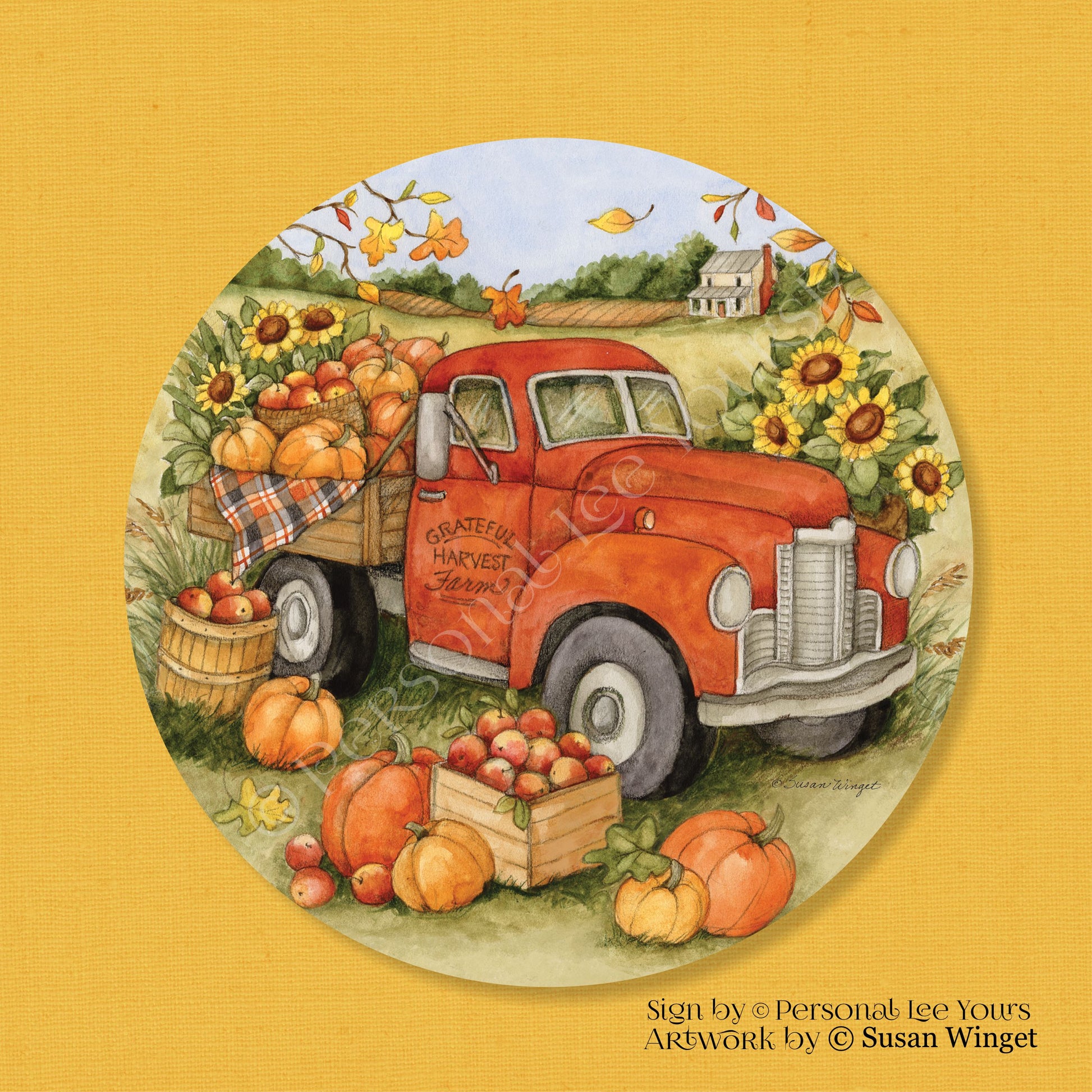 Susan Winget Exclusive Sign * Grateful Harvest Truck * Round * Lightwe ...