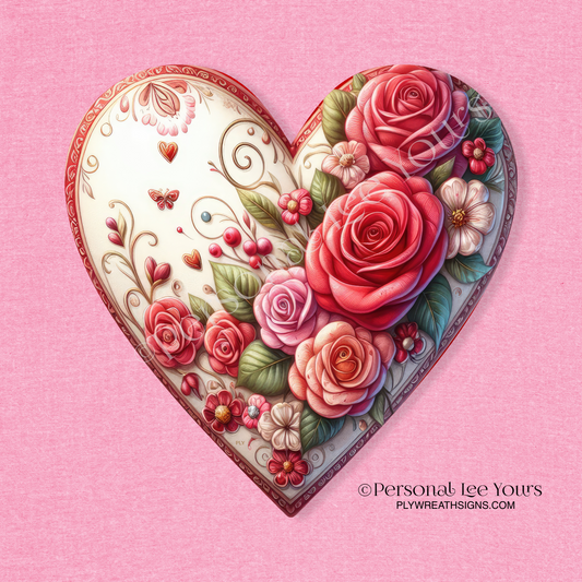 Heart Shape Wreath Sign * Heartfelt Roses * 3 Sizes * Lightweight Metal