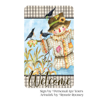 Ronnie Rooney Exclusive Sign * Happy Scarecrow Welcome * Vertical * 4 Sizes * Lightweight Metal