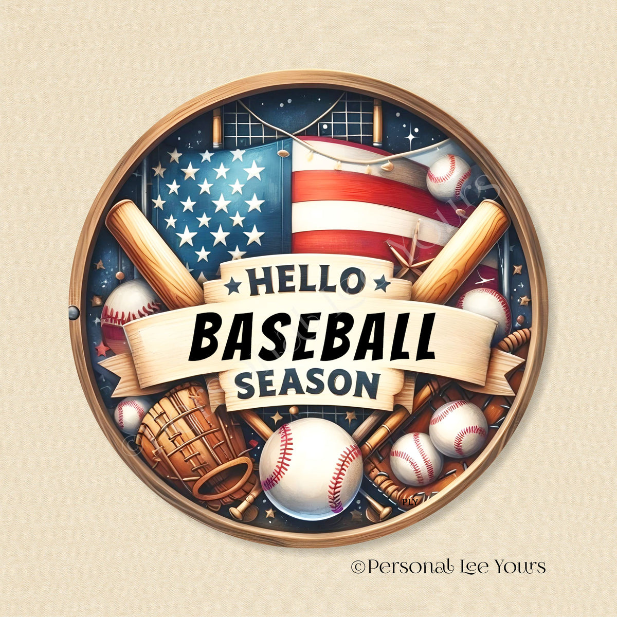 Hello Baseball Personal Lee Yours Wreath Signs, Hello Baseball Season II round