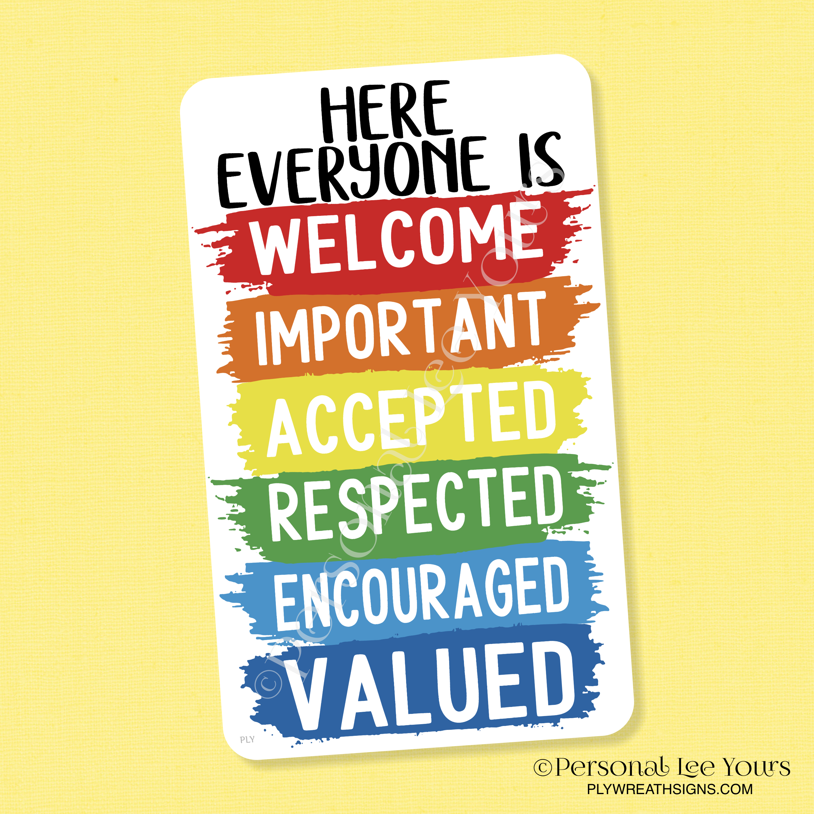 Personal Lee Yours Wreath Signs, Here Everyone Is....., Vertical