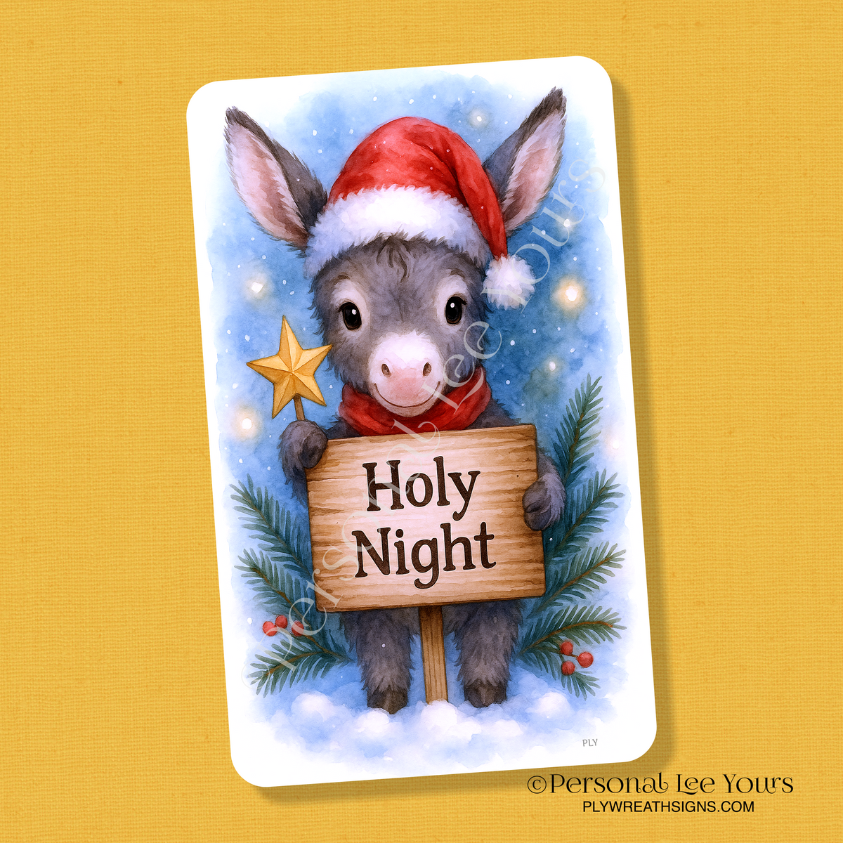 Wreath Sign * Holy Night Donkey * Vertical *  3 Sizes * Lightweight Metal