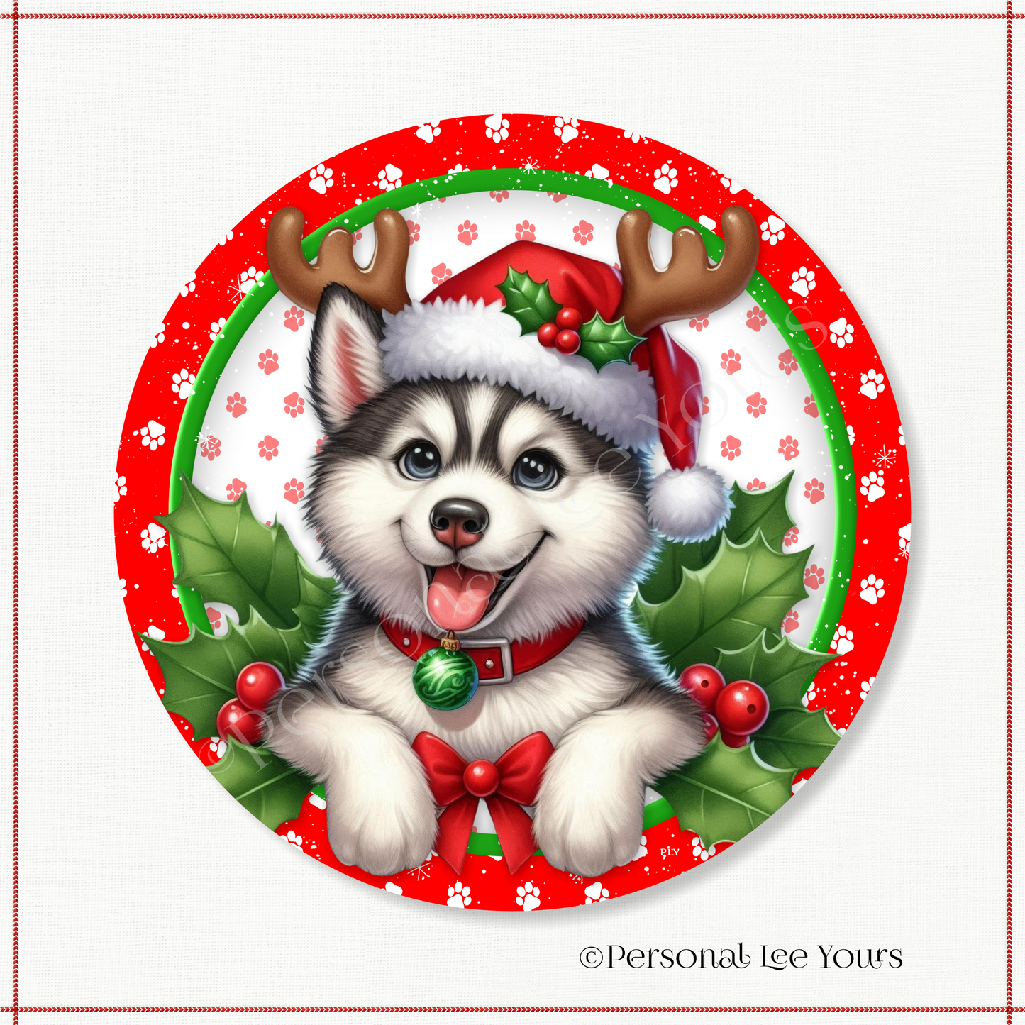 Holiday Wreath Sign * Christmas, Husky * Round * Lightweight Metal