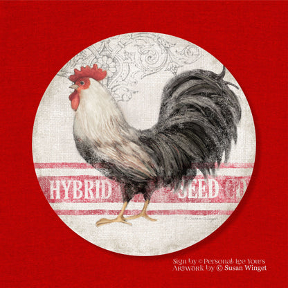 Susan Winget Exclusive Sign * Hybrid Seed Co. Rooster * Round * Lightweight Metal