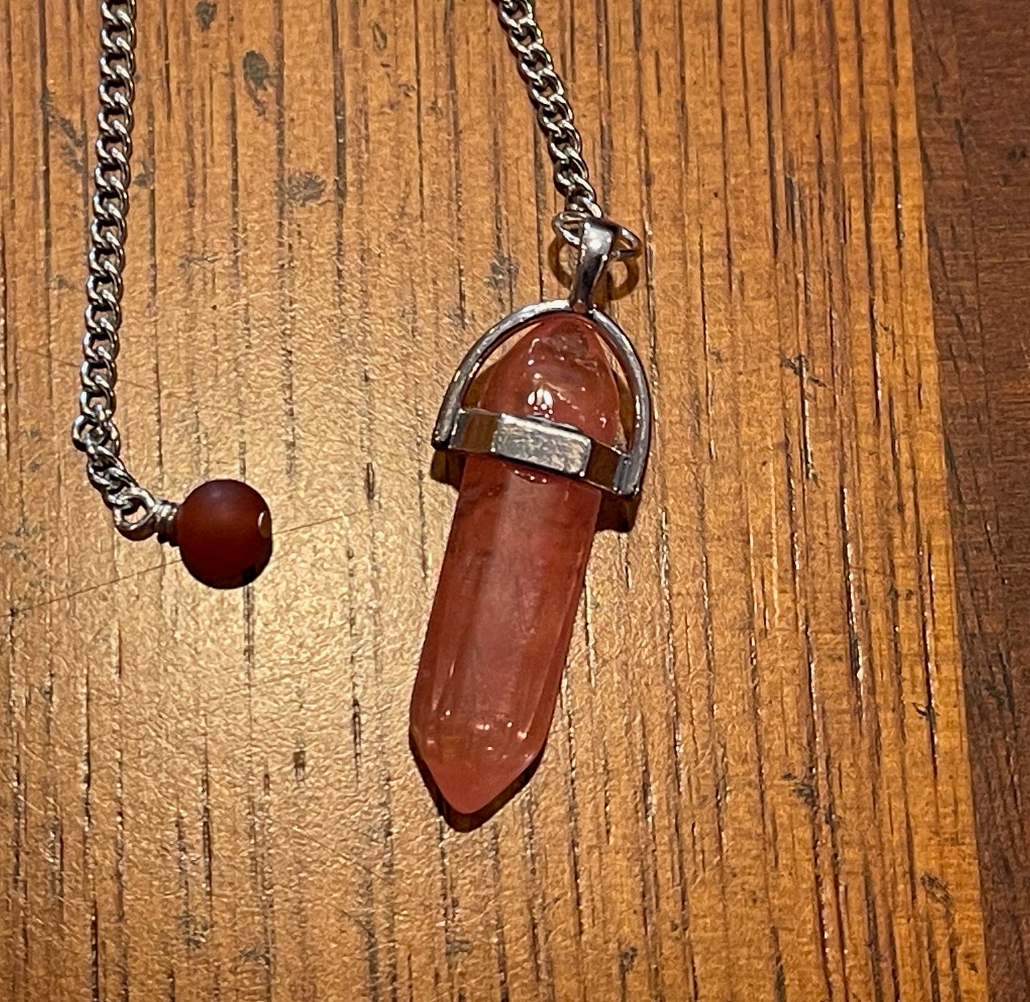 Strawberry Quartz Pendulum Made By Local Artisan