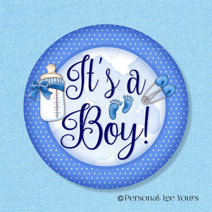 Wreath Sign * It's A Boy! * Round * Lightweight Metal