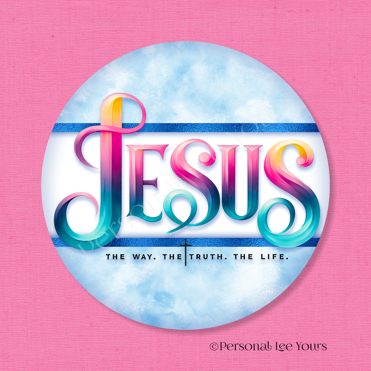 Wreath Sign * Jesus * Round * Lightweight Metal