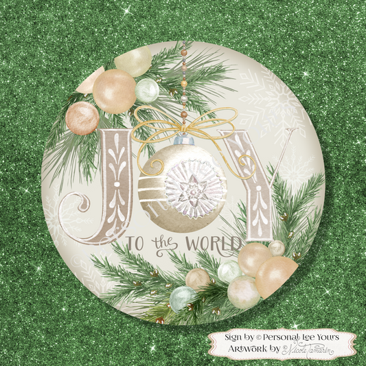 Nicole Tamarin Exclusive Sign * Joy To The World in Golds * 4 sizes *  Round * Lightweight Metal