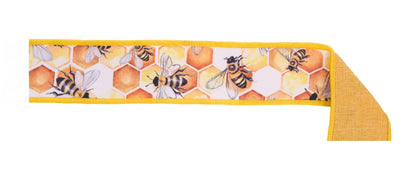 D'Lux Wired Ribbon * Honey Comb Bees/Fused/Double Sided * Mustard/Multi * 1.5" x 10 Yards * LX1025