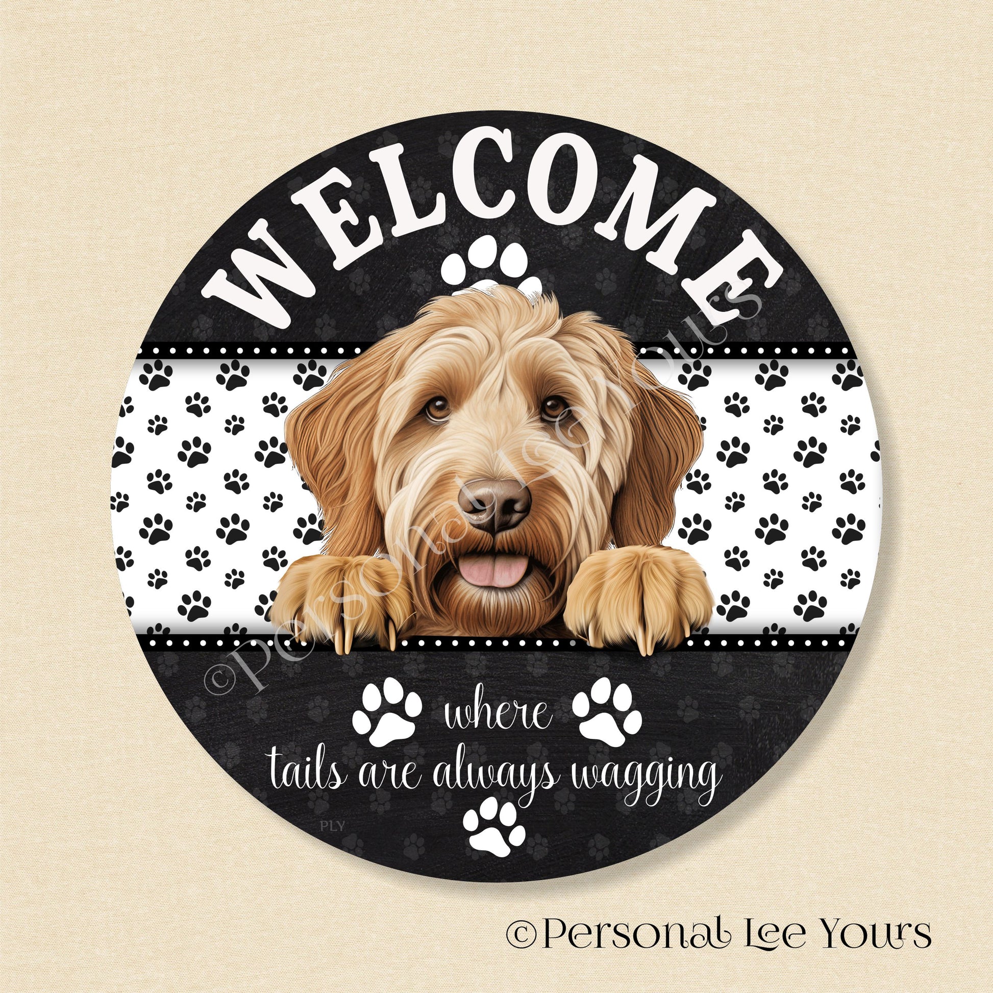 Best Wreath Signs by Personal Lee Yours, Labradoodle Round