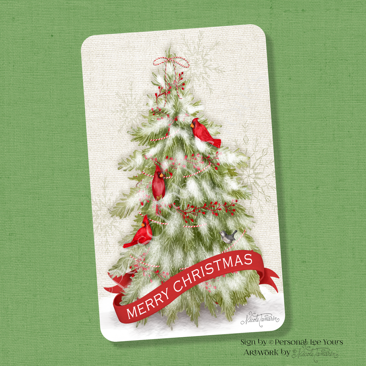 Nicole Tamarin Exclusive Sign * Merry Christmas Tree * Vertical * 3 Sizes * Lightweight Metal (Copy)