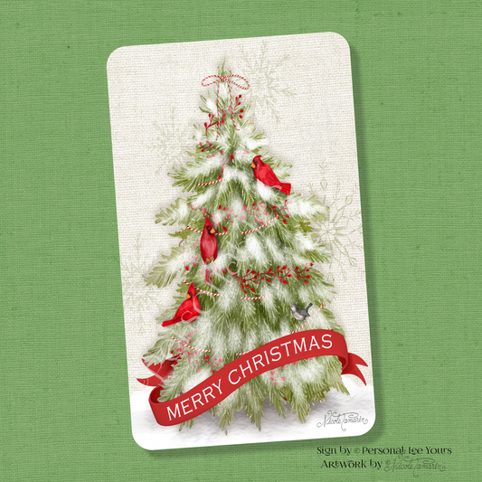 Nicole Tamarin Exclusive Sign * Merry Christmas Tree * Vertical * 3 Sizes * Lightweight Metal