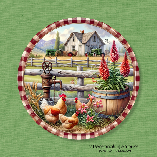 Wreath Sign * Morning On The Farm * Round * Lightweight Metal