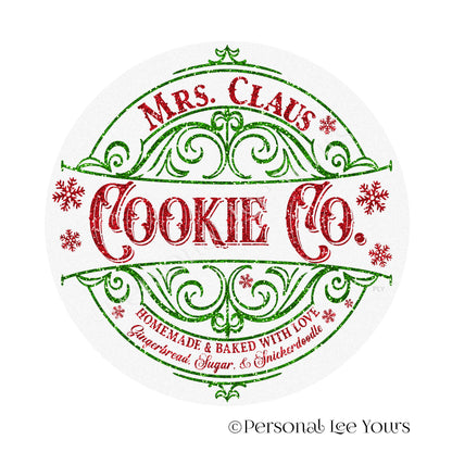 Christmas Wreath Sign * Mrs. Claus Cookie Co * Round * Lightweight Metal