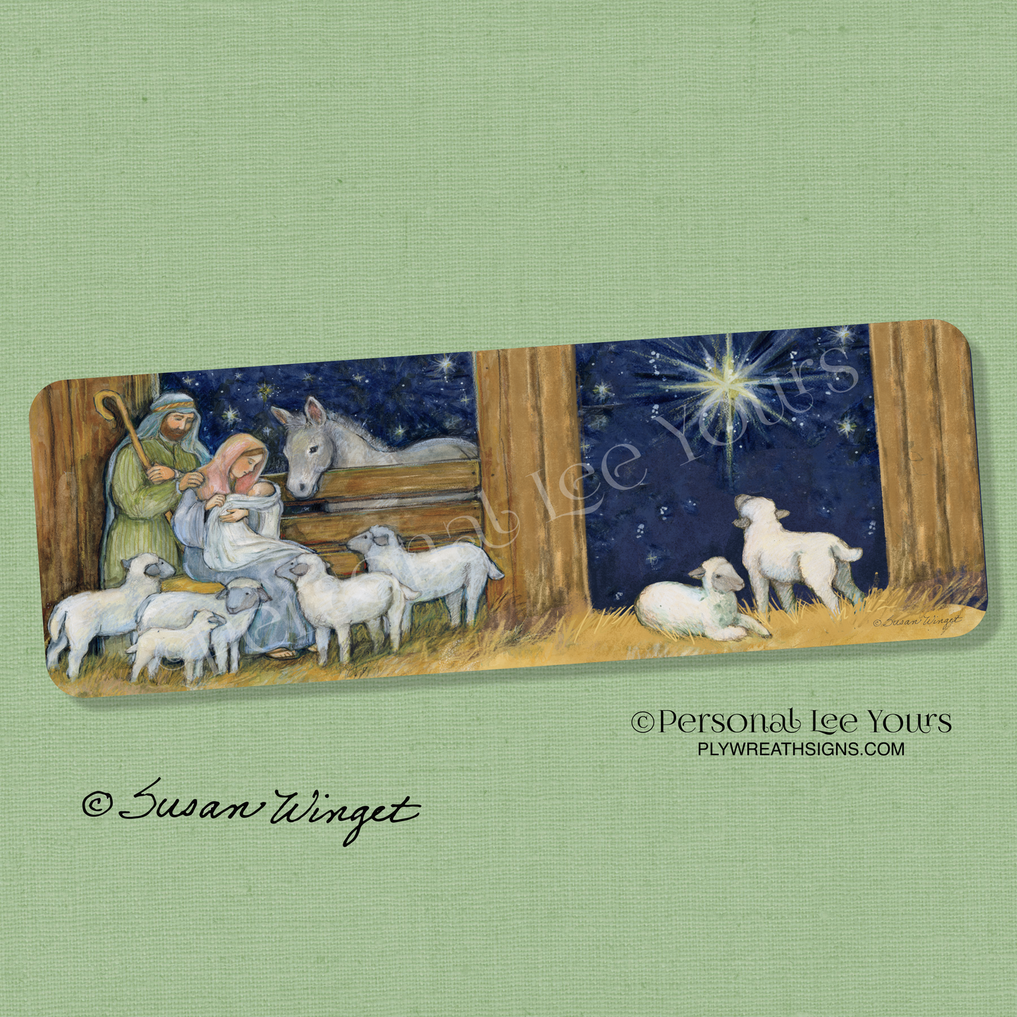 Susan Winget Exclusive Sign * Banner * Nativity Barn * 12" x 4" * Lightweight Metal