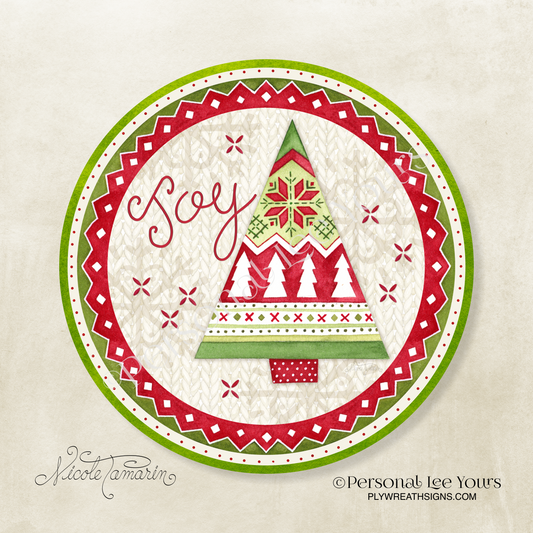 Nicole Tamarin Exclusive Sign * Nordic Joy Christmas Tree * 4 sizes *  Round * Lightweight Metal