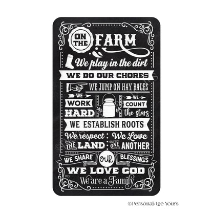 Farmhouse Wreath Sign * On The Farm * Vertical * Lightweight Metal * Black, Red or Blue