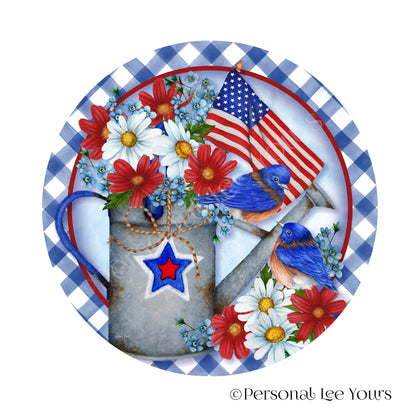 Wreath Sign * Patriotic Bluebirds * Round * Lightweight Metal