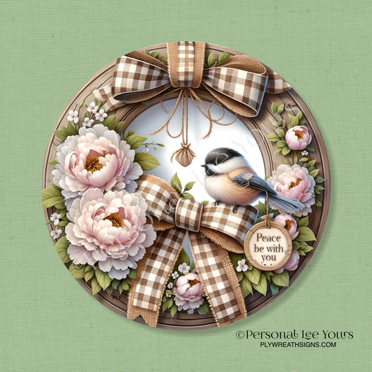 Wreath Sign * Peace Be With You * Round * Lightweight Metal