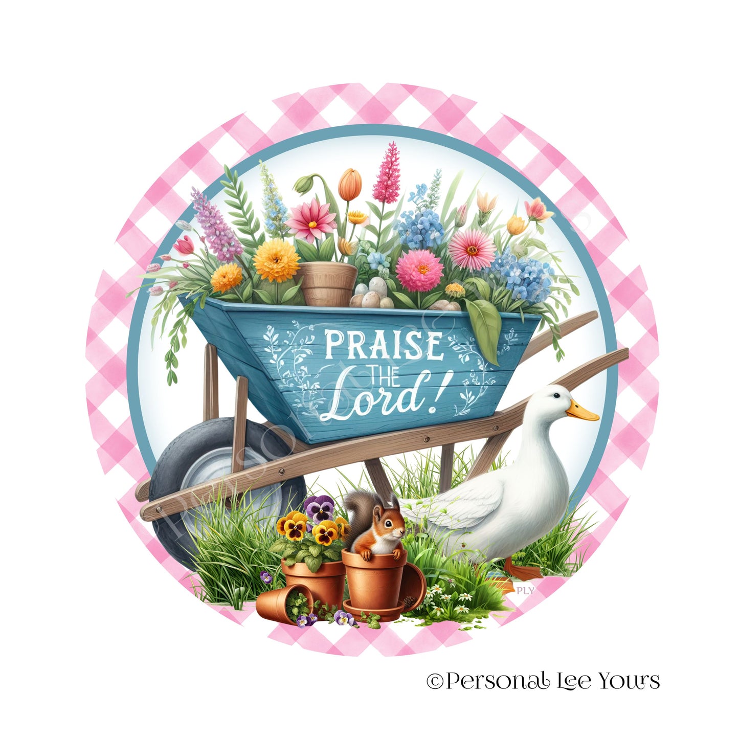 Wreath Sign * Praise The Lord * Round * Lightweight Metal