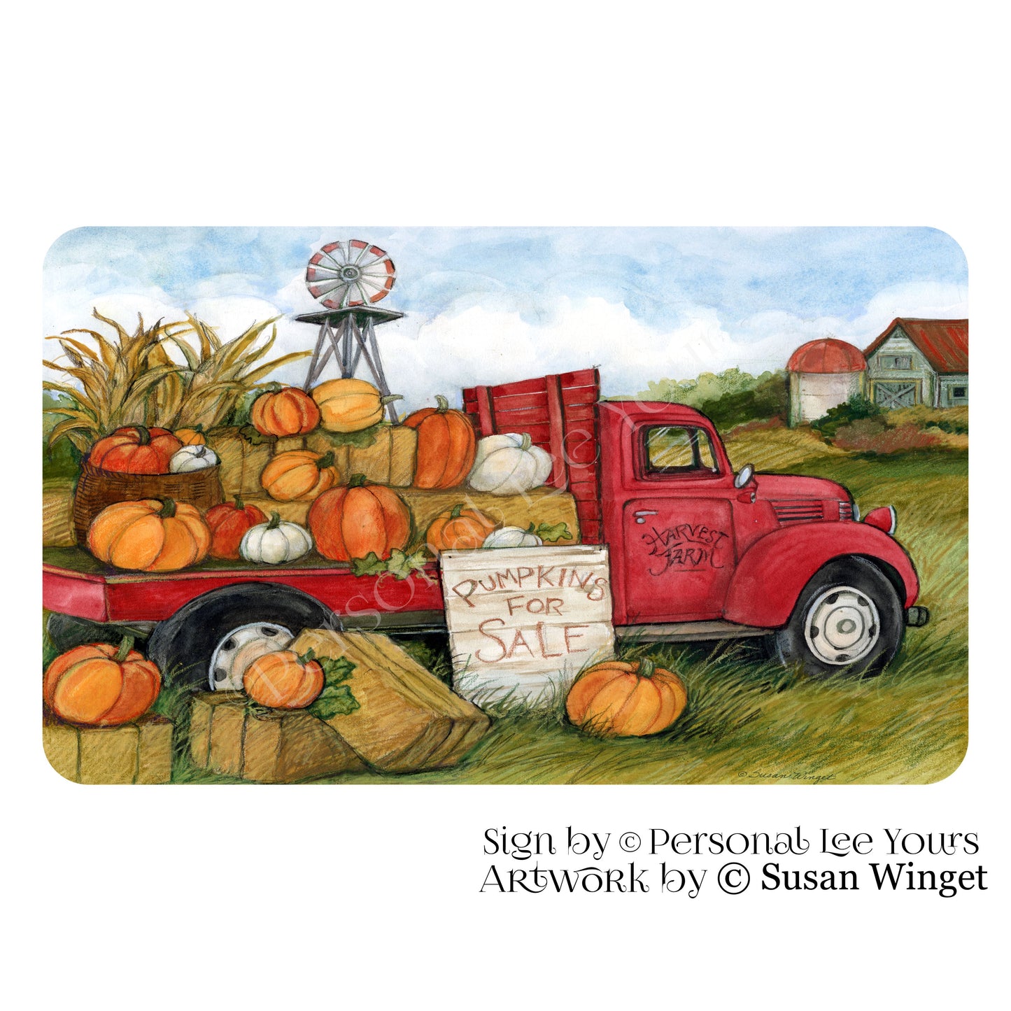 Susan Winget Exclusive Sign * Pumpkins For Sale * Horizontal * 4 Sizes * Lightweight Metal