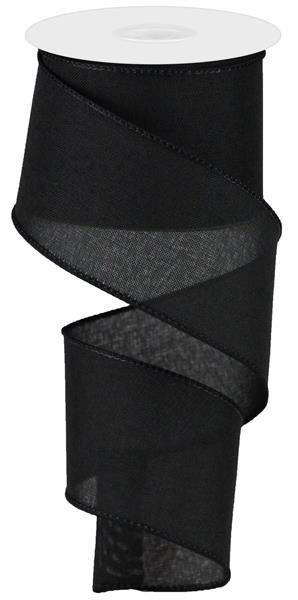 Wired Ribbon * Solid Black Canvas  * 2.5" x 10 Yards * RG127902