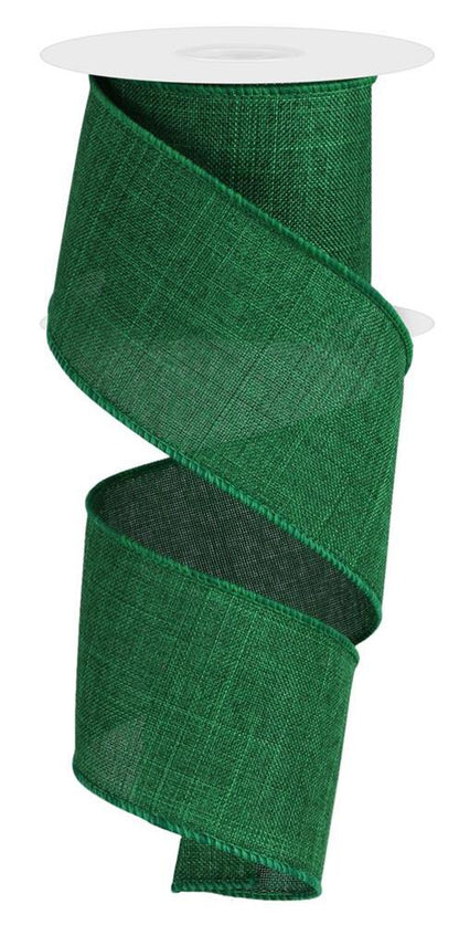 Wired Ribbon * Solid Emerald Green Canvas  * 2.5" x 10 Yards * RG127906