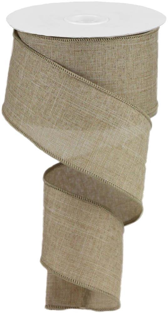 Wired Ribbon * Solid Light Beige Canvas  * 2.5" x 10 Yards * RG1279R2