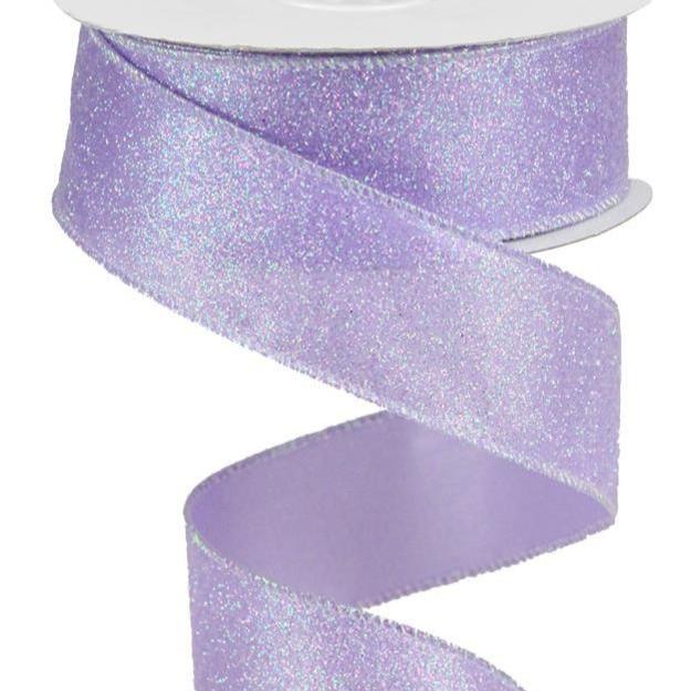 Wired Ribbon * Iridescent Lavender Glitter on Satin * Great Shaping Like Canvas * 1.5" x 10 Yards * RGA181613