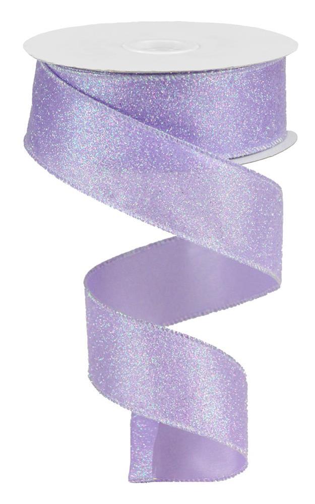 Wired Ribbon * Iridescent Lavender Glitter on Satin * Great Shaping Like Canvas * 1.5" x 10 Yards * RGA181613