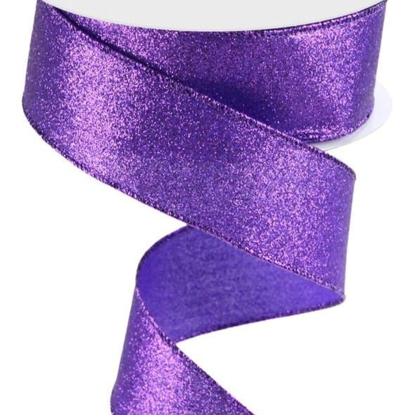 Wired Ribbon * Shimmer Glitter * Purple * 1.5" x 10 Yards Canvas * RGC159623