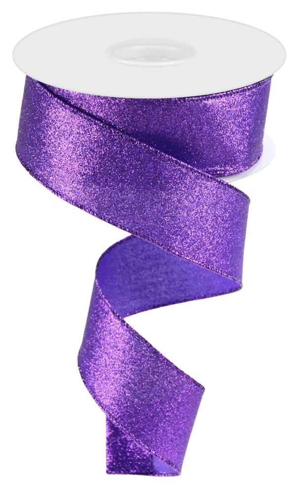 Wired Ribbon * Shimmer Glitter * Purple * 1.5" x 10 Yards Canvas * RGC159623