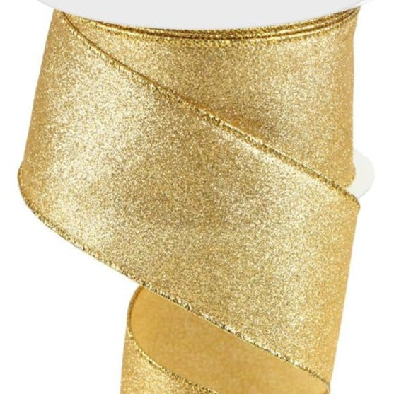 Rgc Ribbon Wired Ribbon * Shimmer Glitter * Gold * 2.5