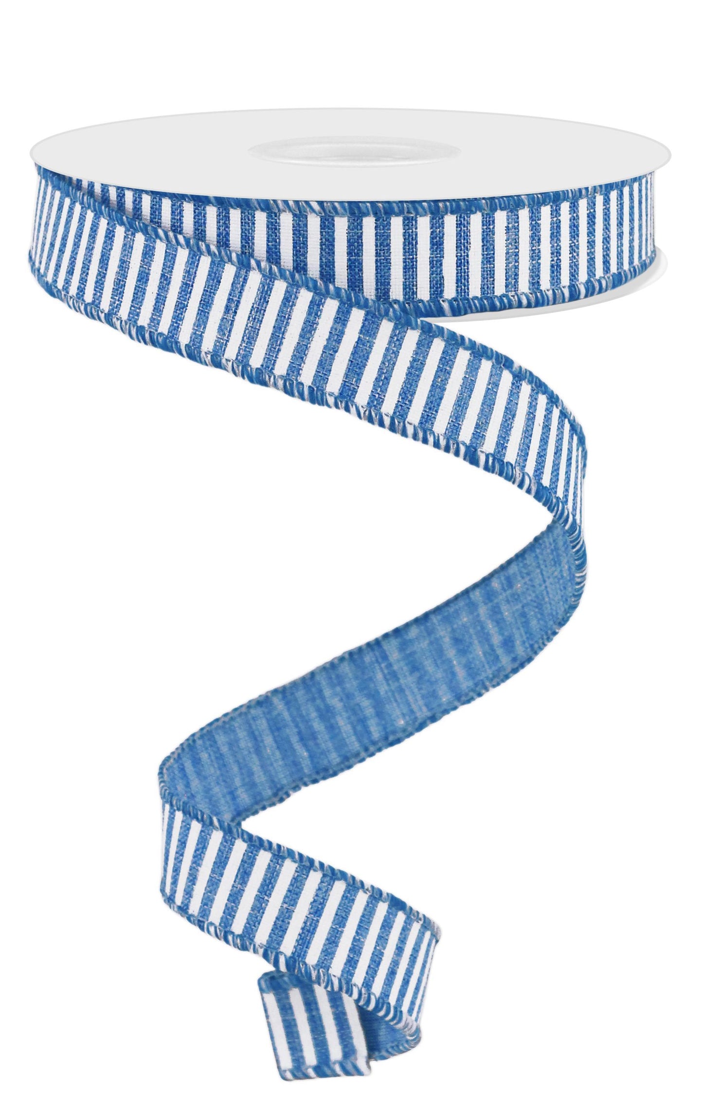 Wired Ribbon * Horizontal Stripes * Blue and White Canvas * 5/8" x 10 Yards * RGE126703