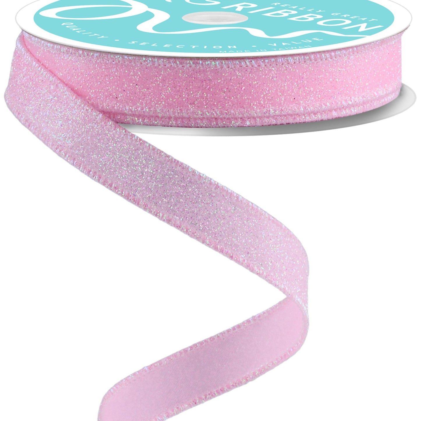 Wired Ribbon * Iridescent Glitter on Satin * Pink * Thicker like Canvas * 5/8" x 10 Yards * RGF1147815