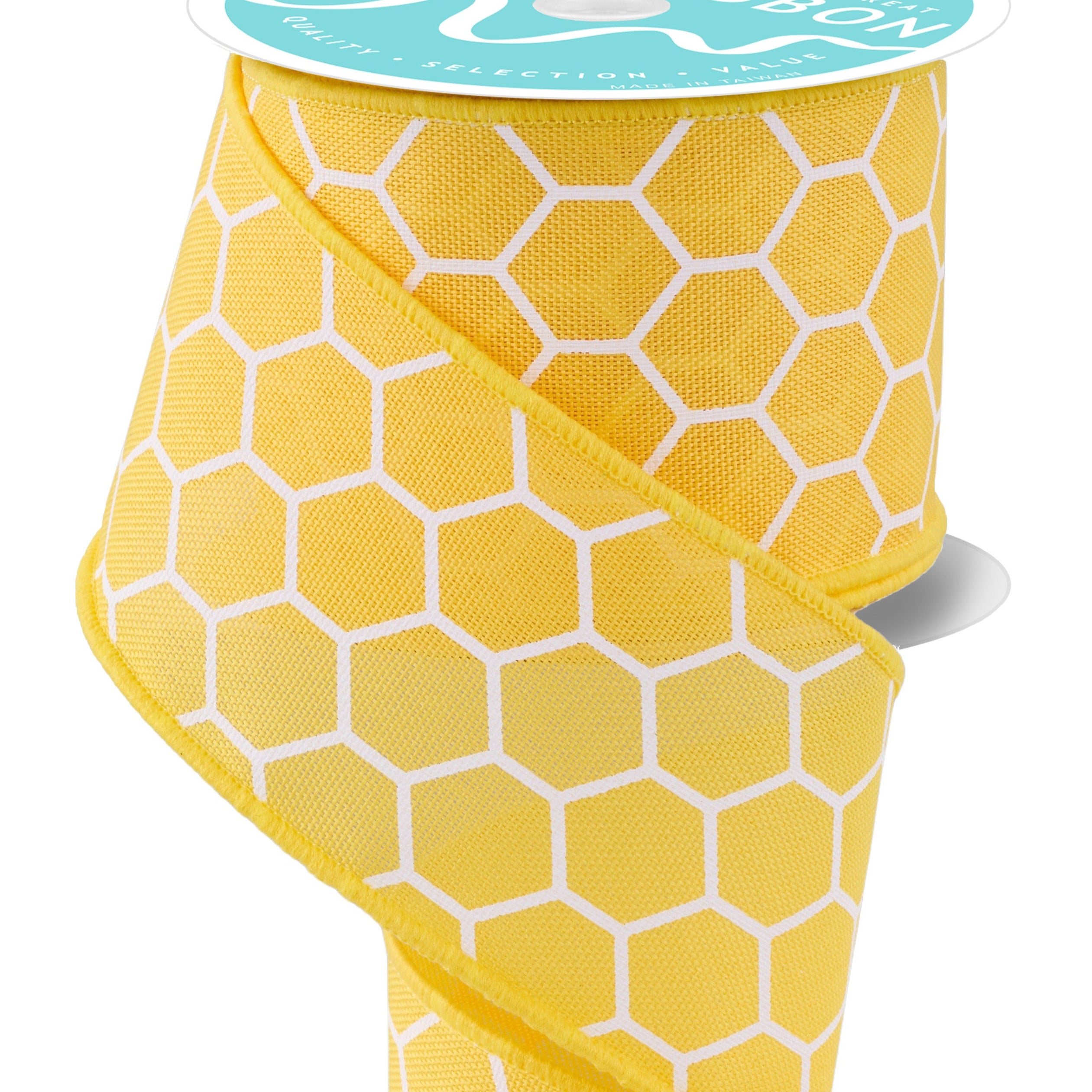 Wired Ribbon * Honeycomb * Yellow/White Canvas * 2.5