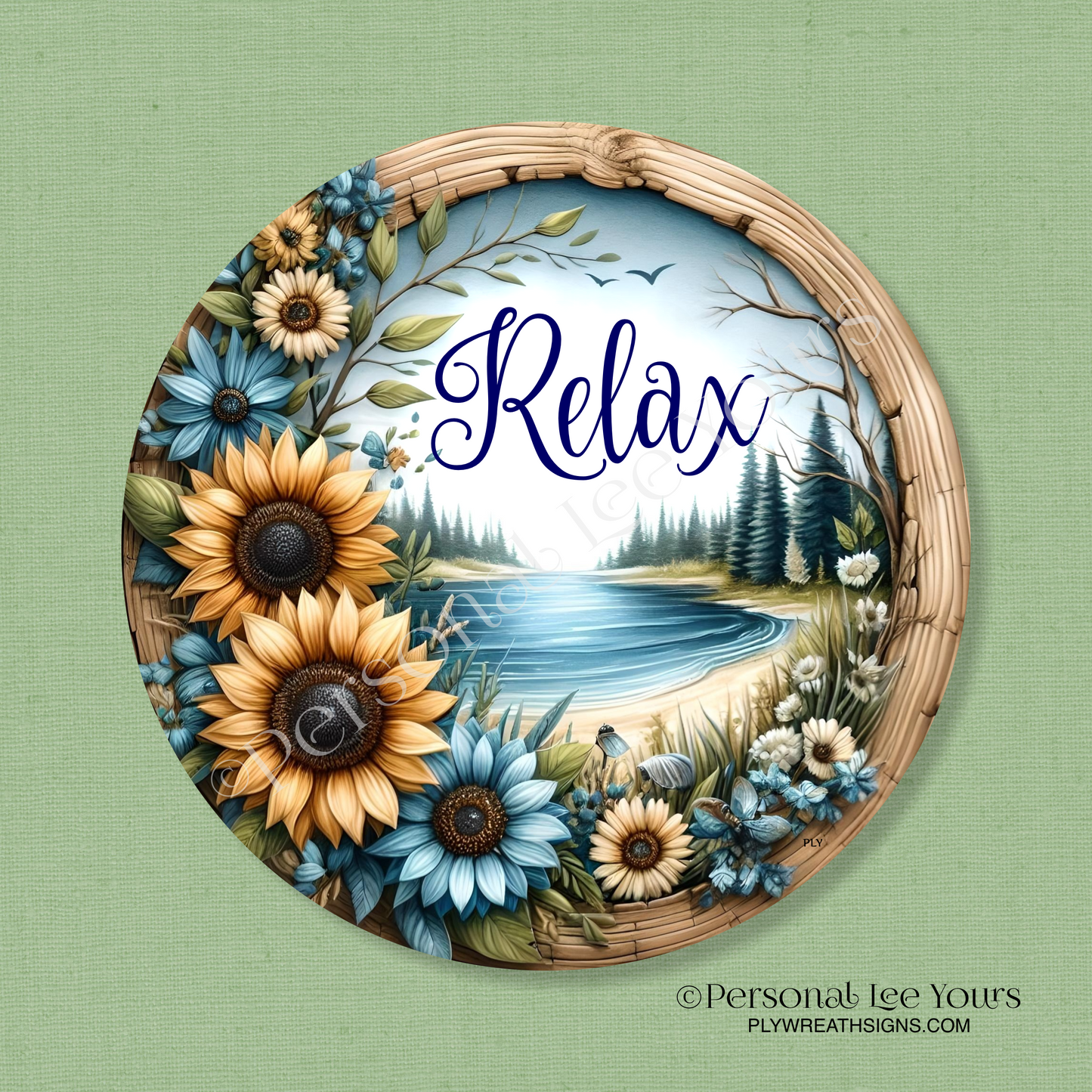 Wreath Sign * Relax * Round * Lightweight Metal