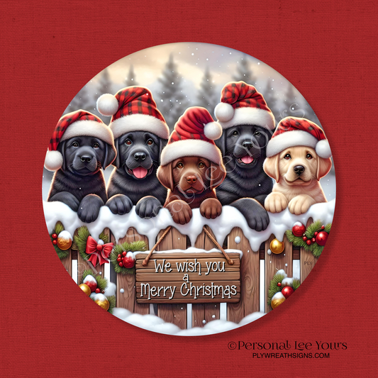 Holiday Wreath Sign * Retriever Christmas * Round * Lightweight Metal