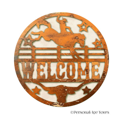 Western Wreath Sign * Rodeo Welcome * Round * Lightweight Metal