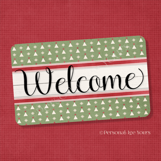 Simple Welcome Wreath Sign * Farmhouse Christmas * Horizontal * Lightweight Metal