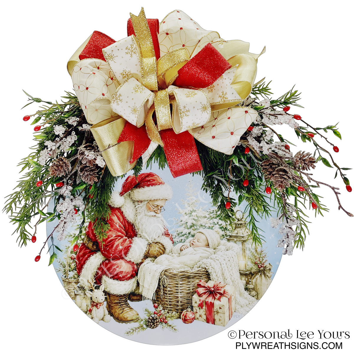 Santa and Baby Jesus  Door Hanger – Lightweight & Ready to Hang