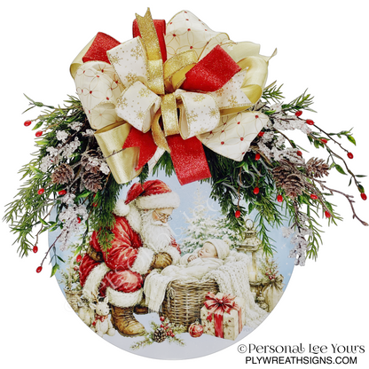 Santa and Baby Jesus  Door Hanger – Lightweight & Ready to Hang