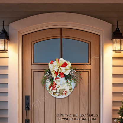 Santa and Baby Jesus  Door Hanger – Lightweight & Ready to Hang