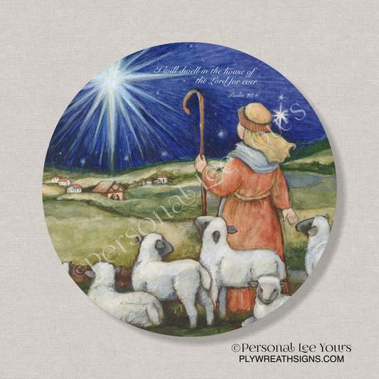 Susan Winget Exclusive Sign * Shepherd Boy * Round * Lightweight Metal