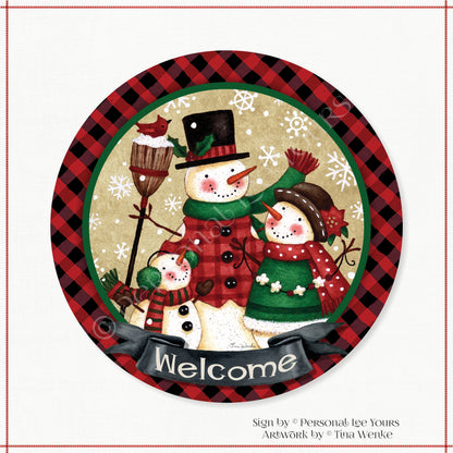 Tina Wenke Exclusive Sign * Snow Family * Welcome * Round * Lightweight Metal