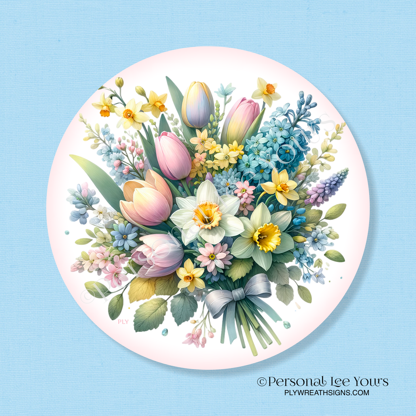 Wreath Sign * Spring Bouquet * Round * Lightweight Metal