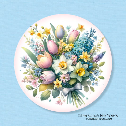 Wreath Sign * Spring Bouquet * Round * Lightweight Metal