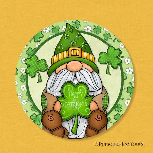 Wreath Sign * St. Patrick's Day Gnome * Round * Lightweight Metal